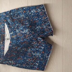 Levi's Size 8 Western Print Denim Mini Shorts Raw Hem